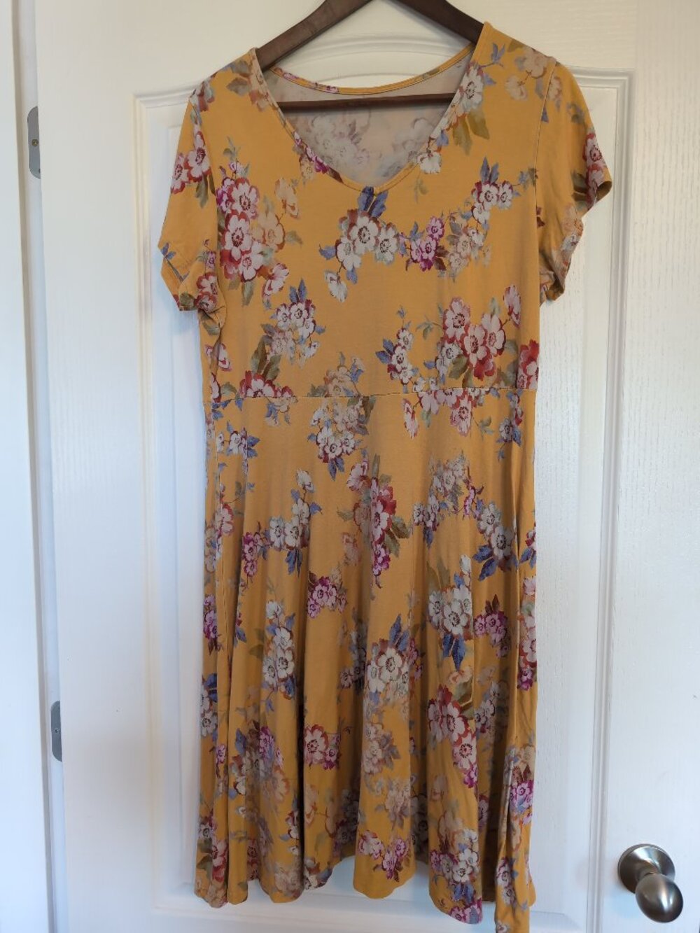 Yellow floral rayon jersey dress